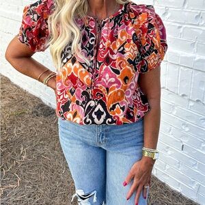 OLIVACEOUS Heidy Vibrant Multicolor Women's Top